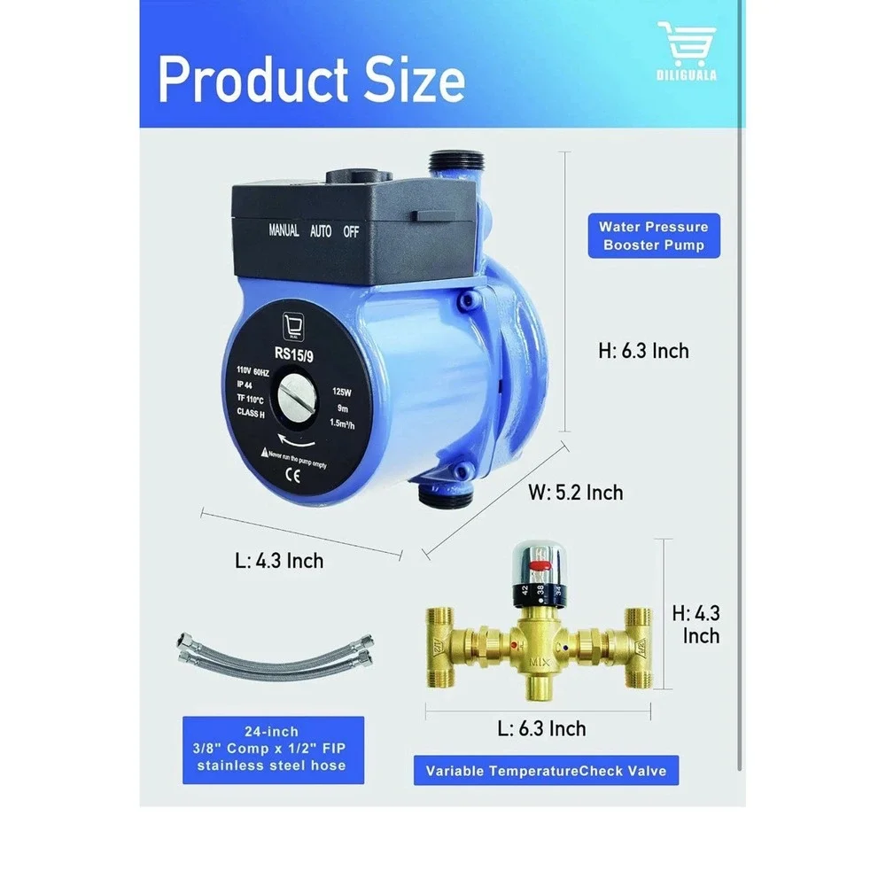 DILIGUALA Instant Hot Water Recirculating Pump Kit for Tank Water Heater